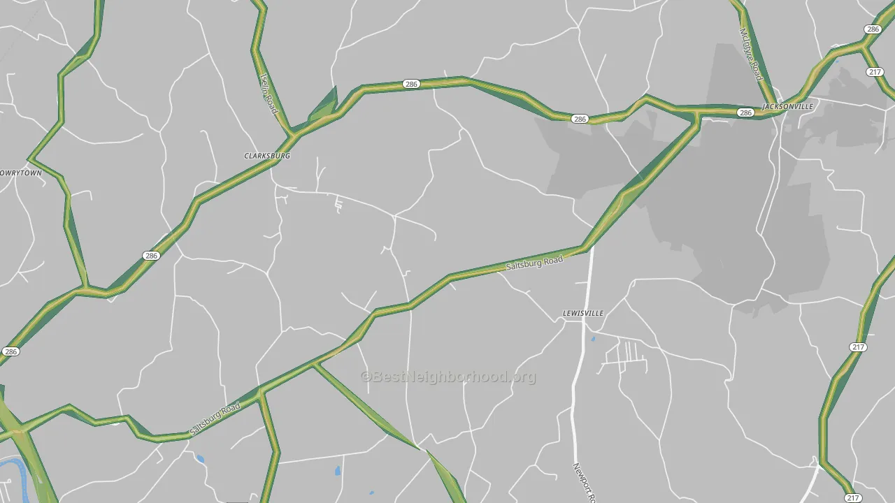 Clarksburg, PA Map of Noise Levels in Clarksburg