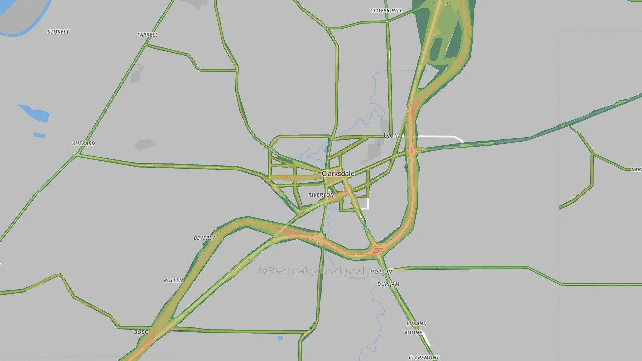 Clarksdale, MS Map of Noise Levels in Clarksdale