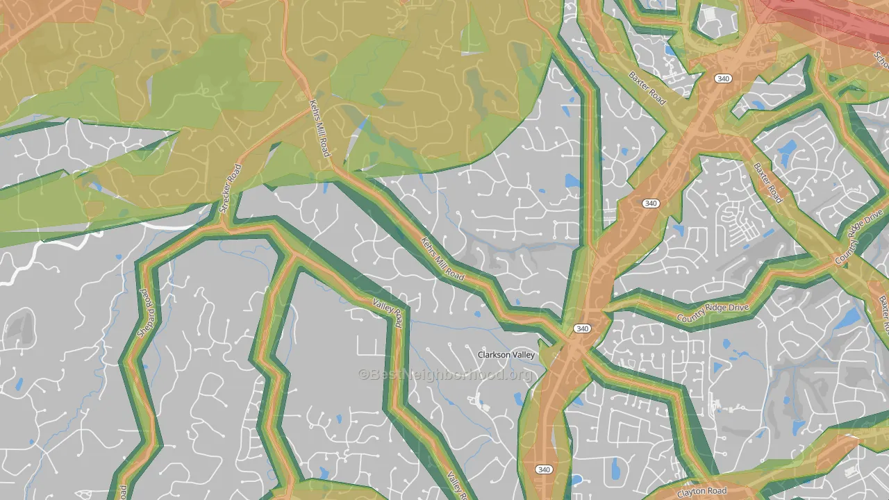 Clarkson Valley, MO Map of Noise Levels in Clarkson Valley