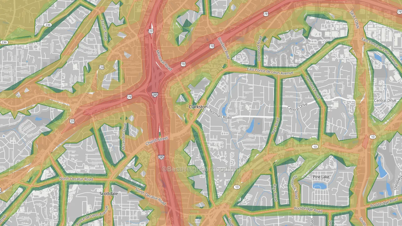 Clarkston, GA Map of Noise Levels in Clarkston