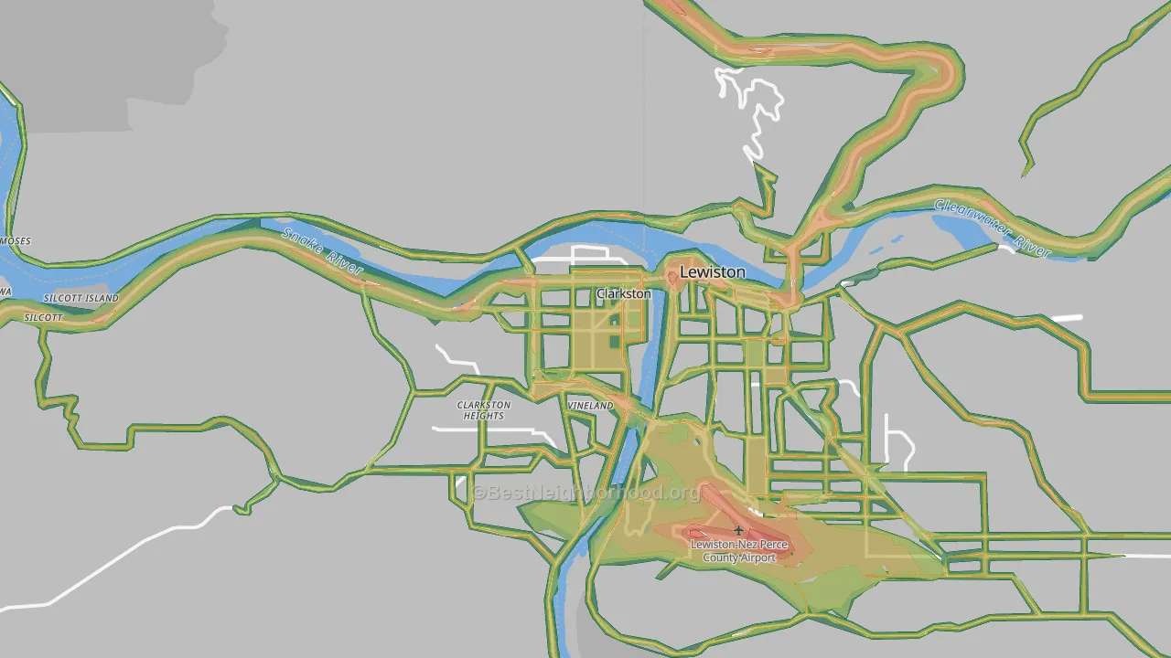 Clarkston, WA Map of Noise Levels in Clarkston