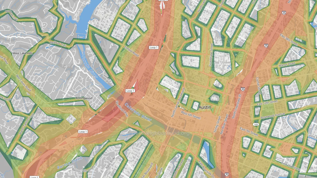 Clarksville, Austin, TX Map of Noise Levels in Clarksville