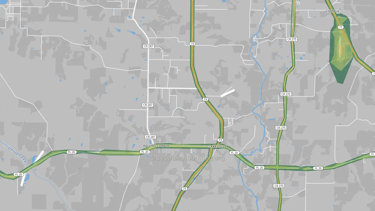 Clarksville, FL Map of Noise Levels in Clarksville