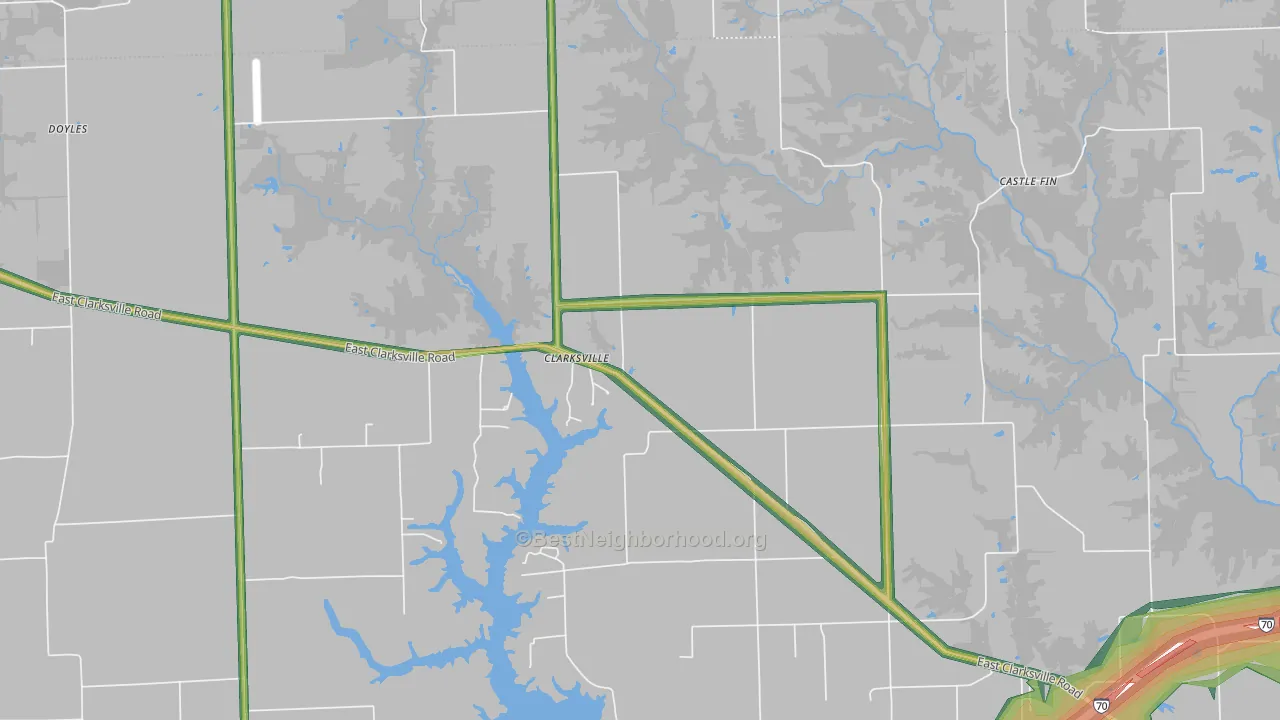 Clarksville, IL Map of Noise Levels in Clarksville