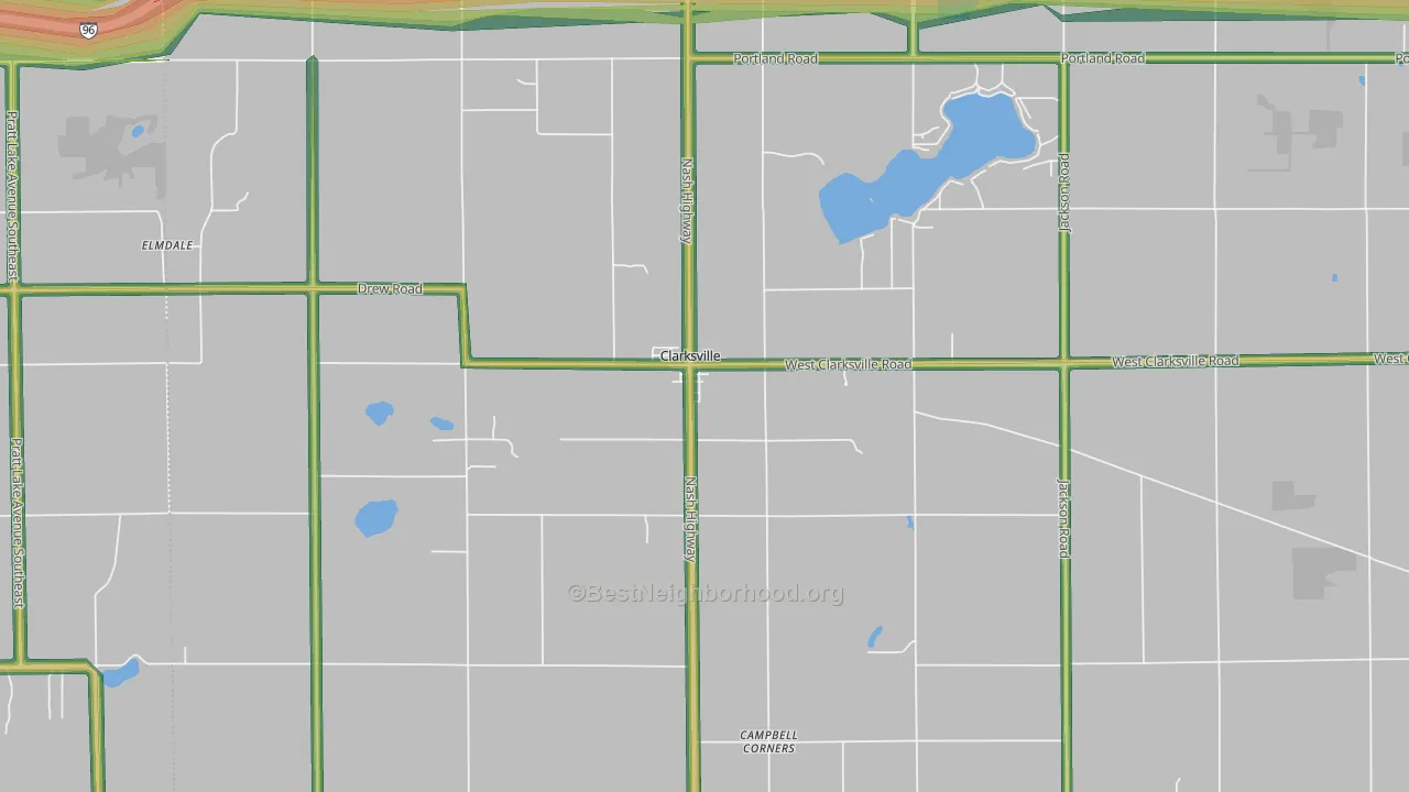 Clarksville, MI Map of Noise Levels in Clarksville