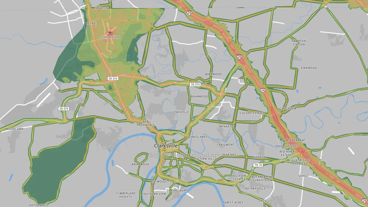 Clarksville, TN Map of Noise Levels in Clarksville