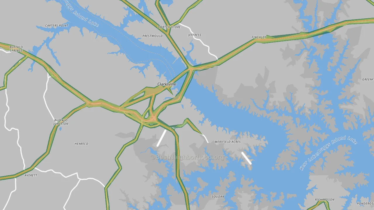 Clarksville, VA Map of Noise Levels in Clarksville