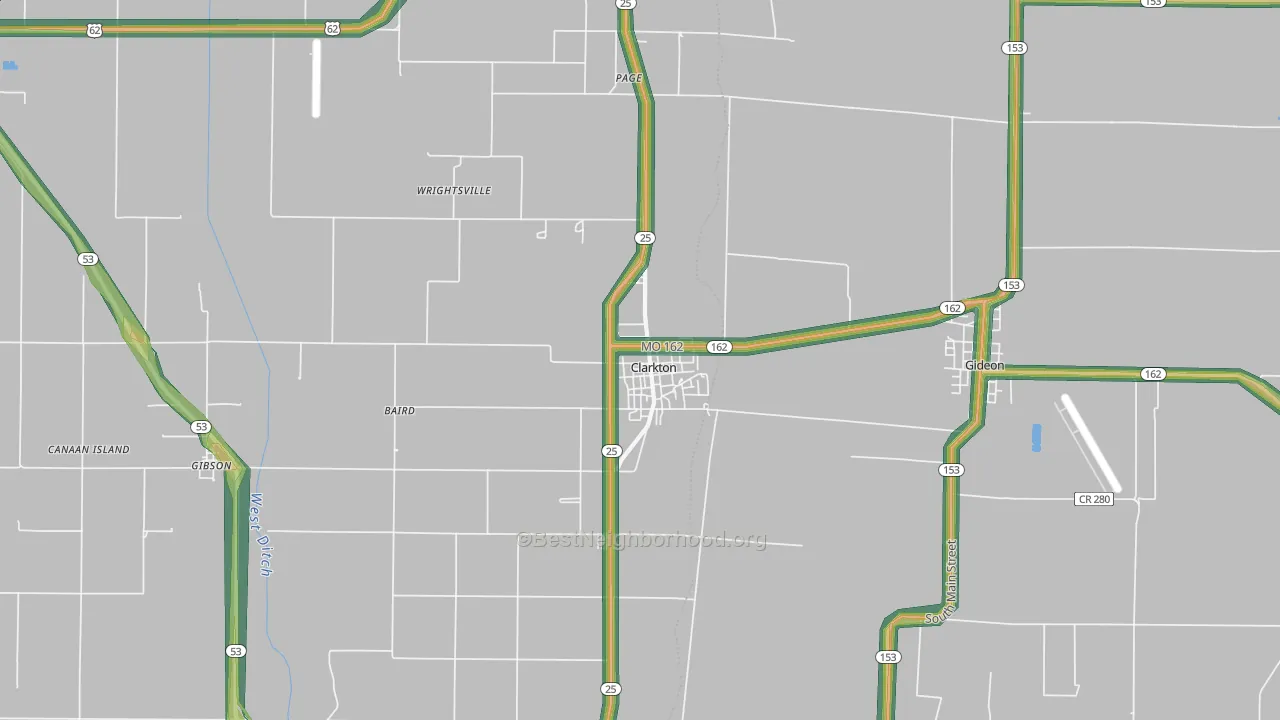 Clarkton, MO Map of Noise Levels in Clarkton