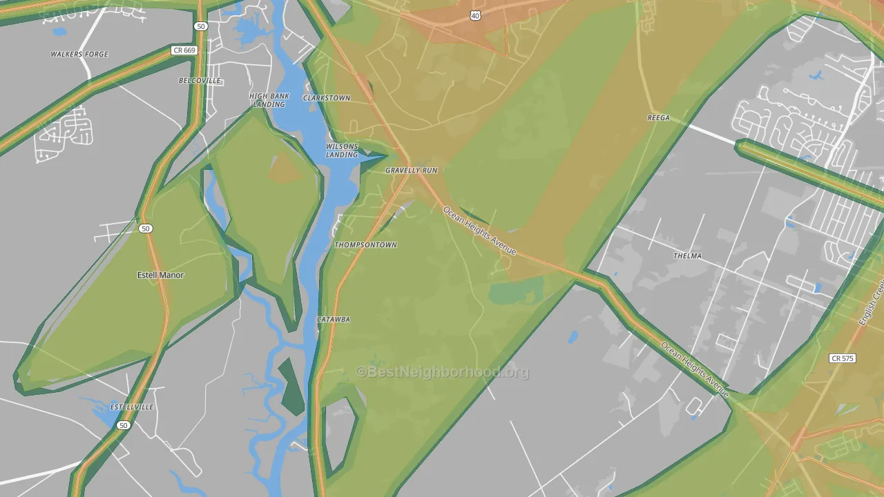 Clarktown, NJ Map of Noise Levels in Clarktown