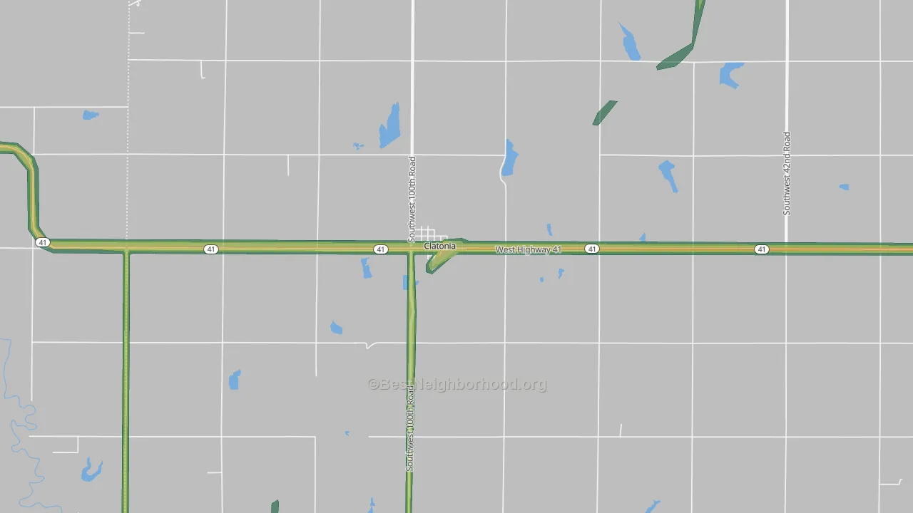 Clatonia, NE Map of Noise Levels in Clatonia