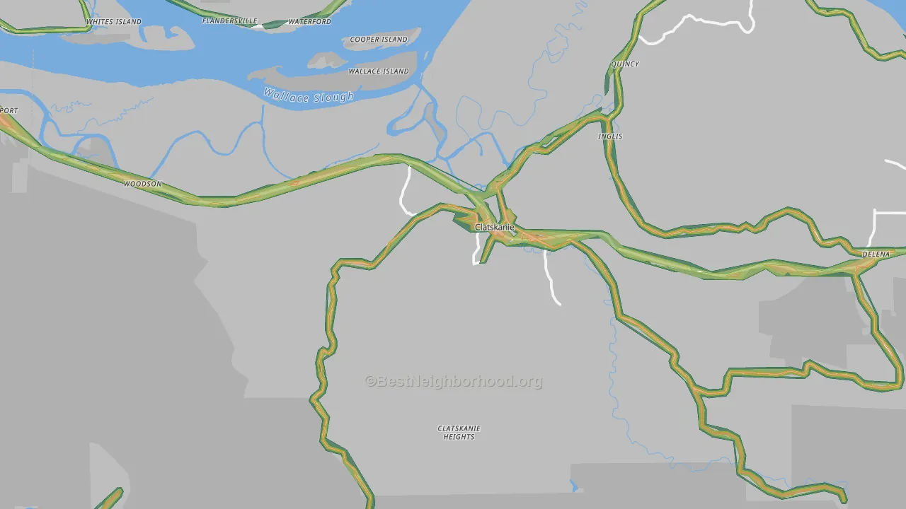 Clatskanie, OR Map of Noise Levels in Clatskanie