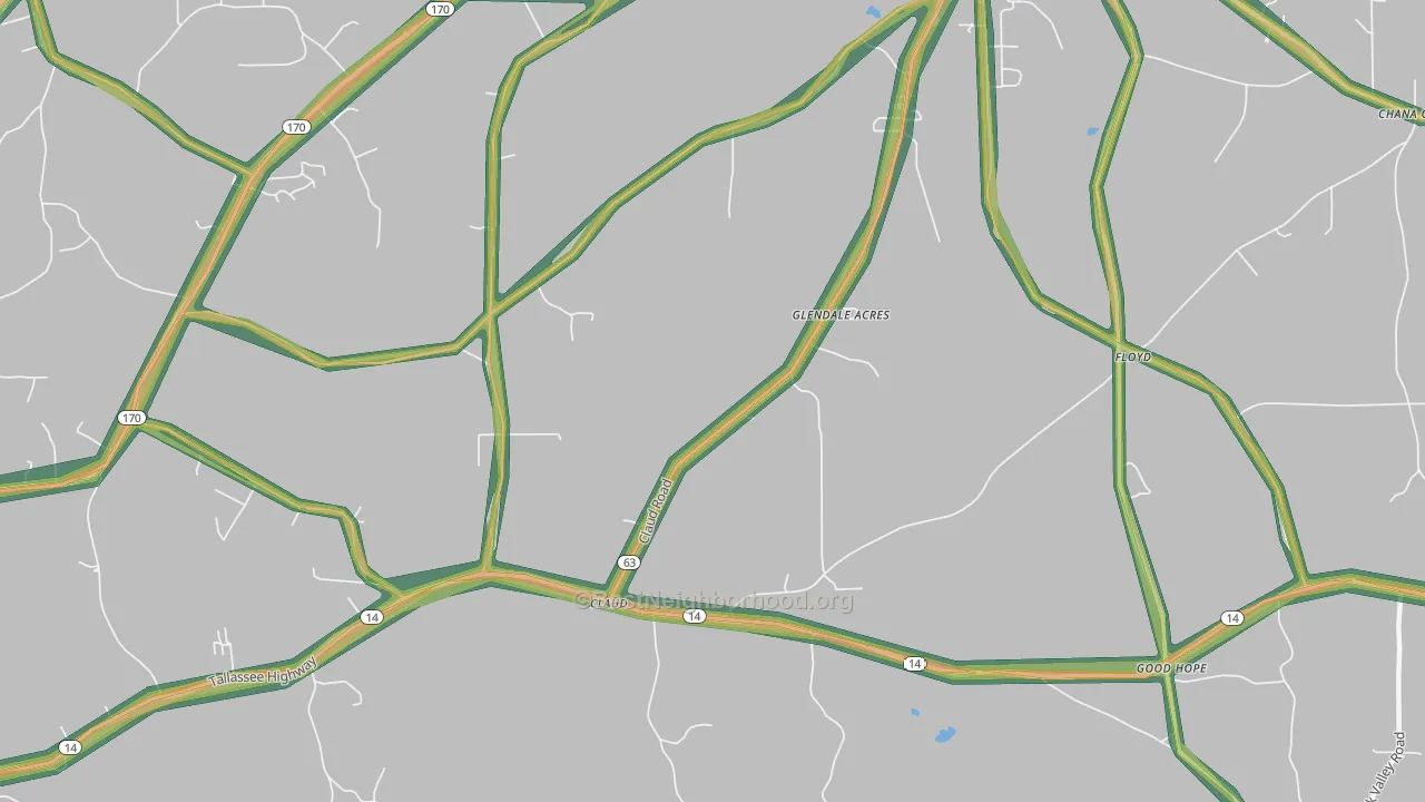 Claud, AL Map of Noise Levels in Claud