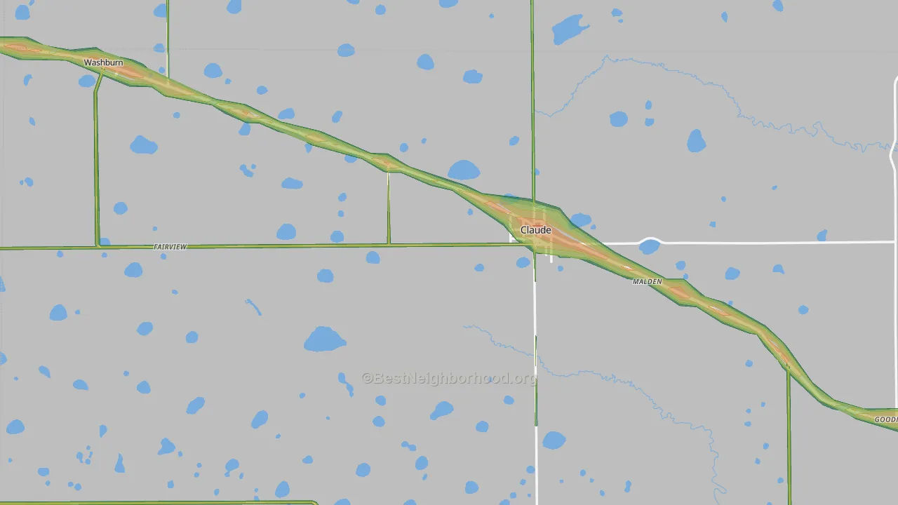 Claude, TX Map of Noise Levels in Claude