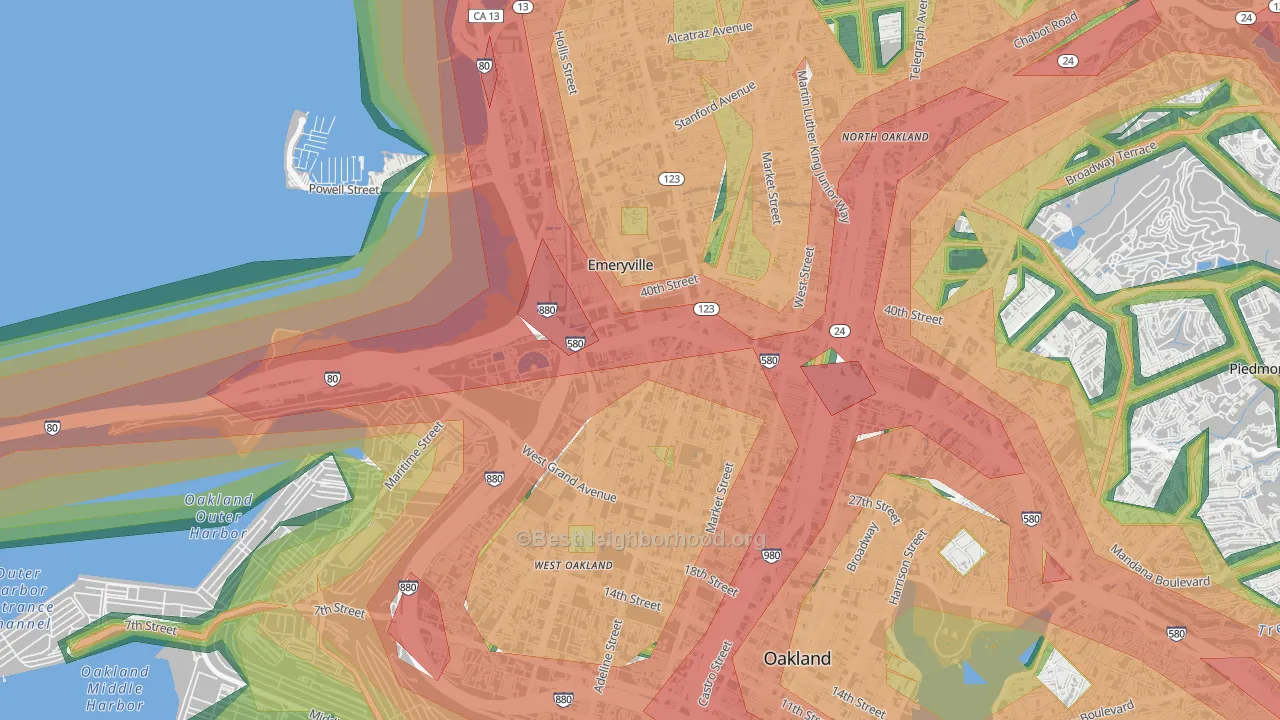 Clawson, Emeryville, CA Map of Noise Levels in Clawson