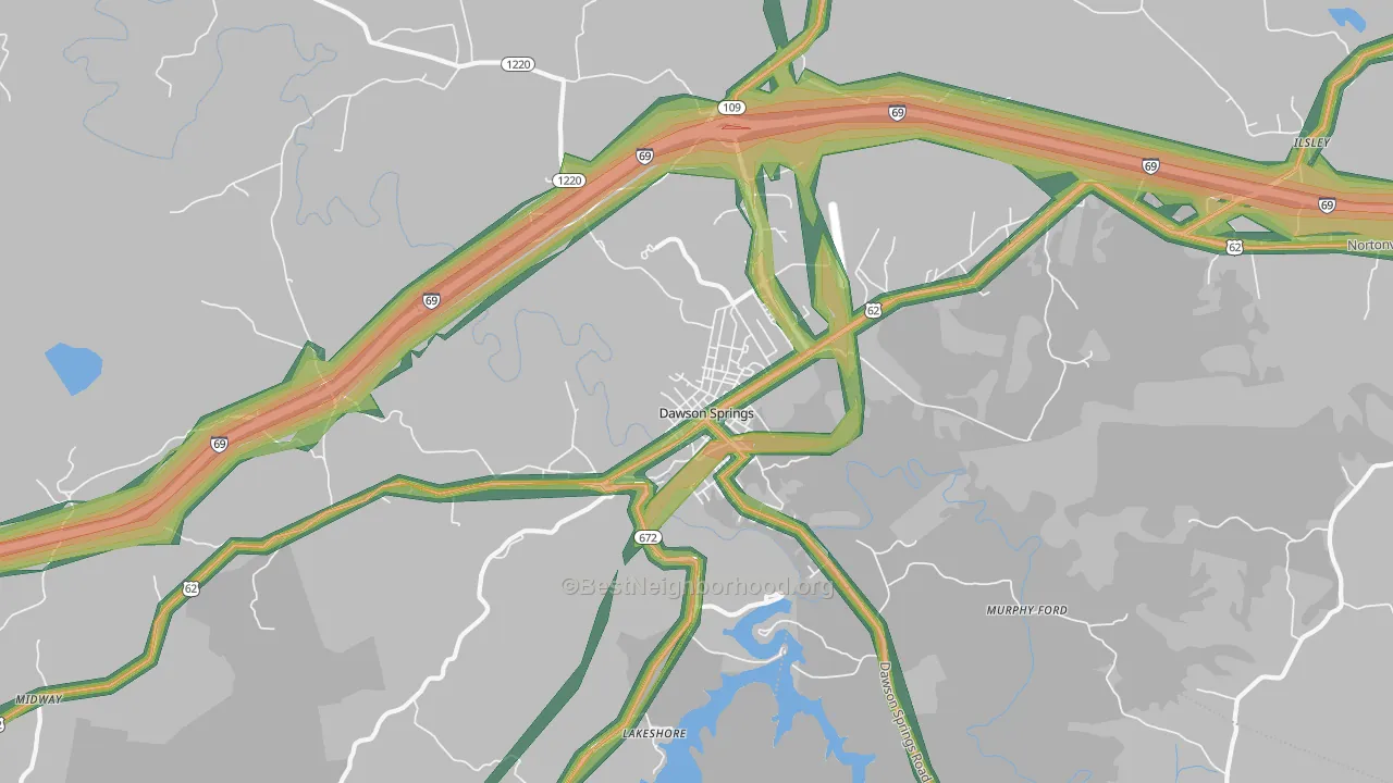 Claxton, KY Map of Noise Levels in Claxton