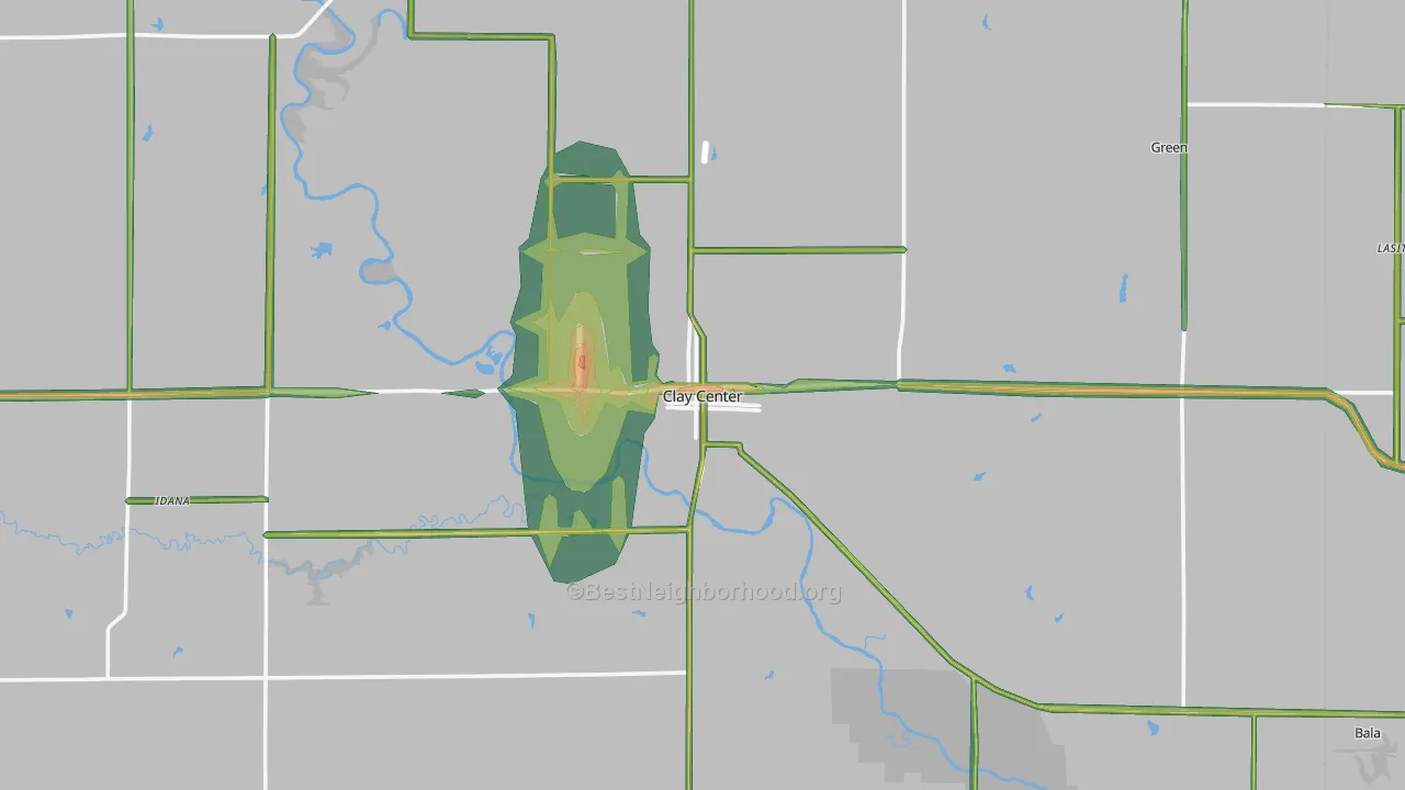 Clay Center, KS Map of Noise Levels in Clay Center