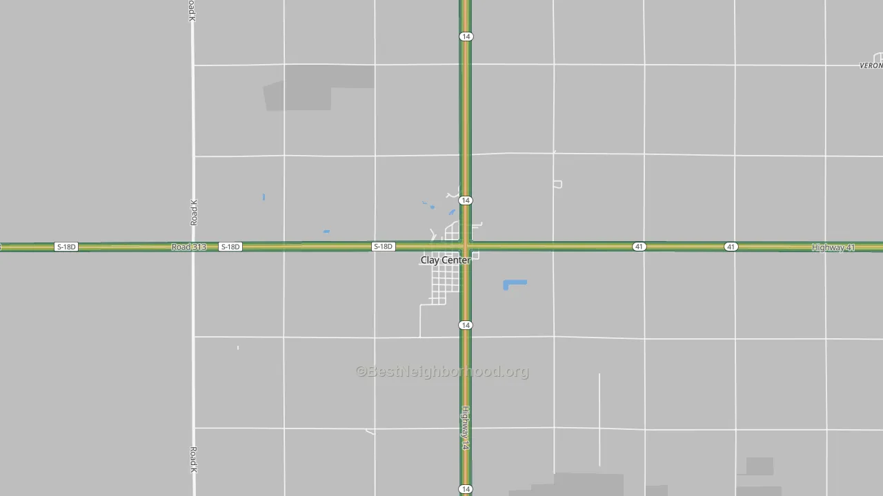 Clay Center, NE Map of Noise Levels in Clay Center