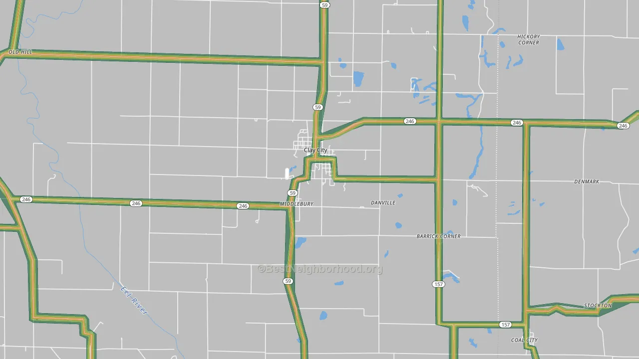 Clay City, IN Map of Noise Levels in Clay City