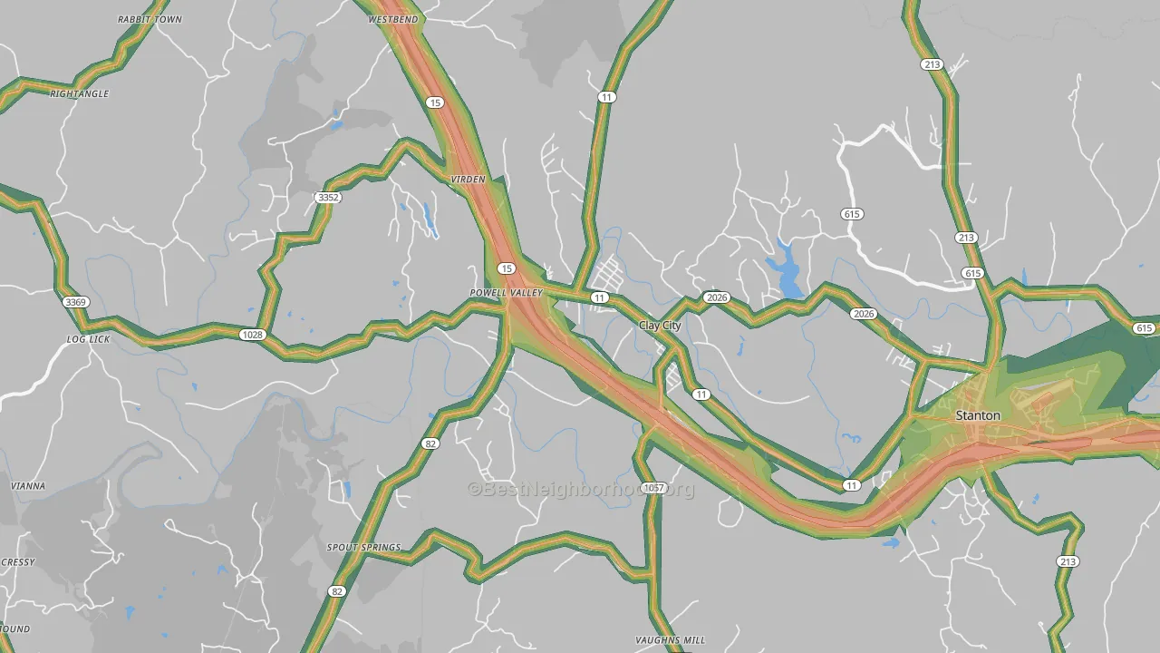 Clay City, KY Map of Noise Levels in Clay City