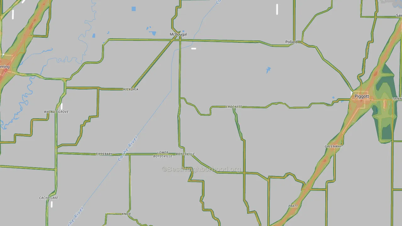 Clay County, AR Map of Noise Levels in Clay County
