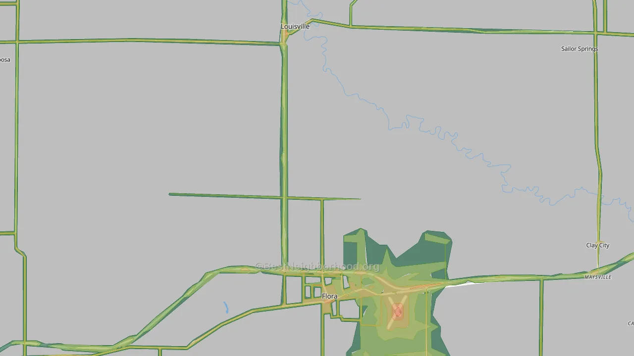 Clay County, IL Map of Noise Levels in Clay County