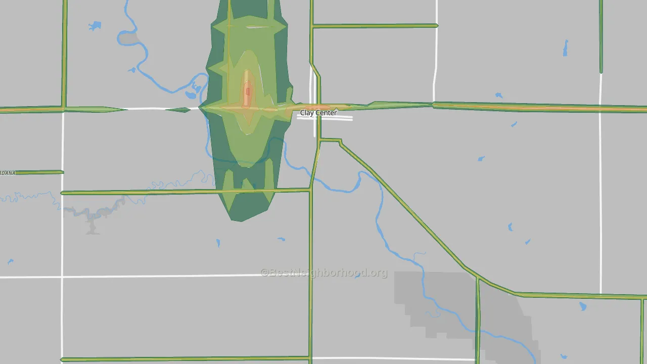 Clay County, KS Map of Noise Levels in Clay County