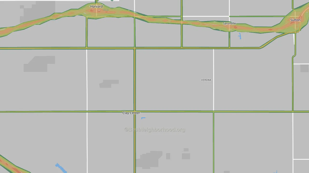 Clay County, NE Map of Noise Levels in Clay County