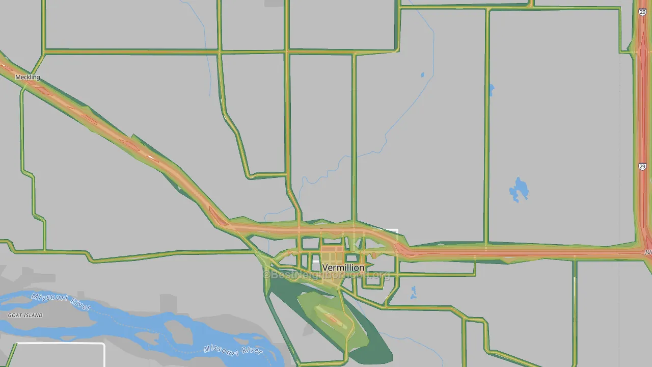 Clay County, SD Map of Noise Levels in Clay County