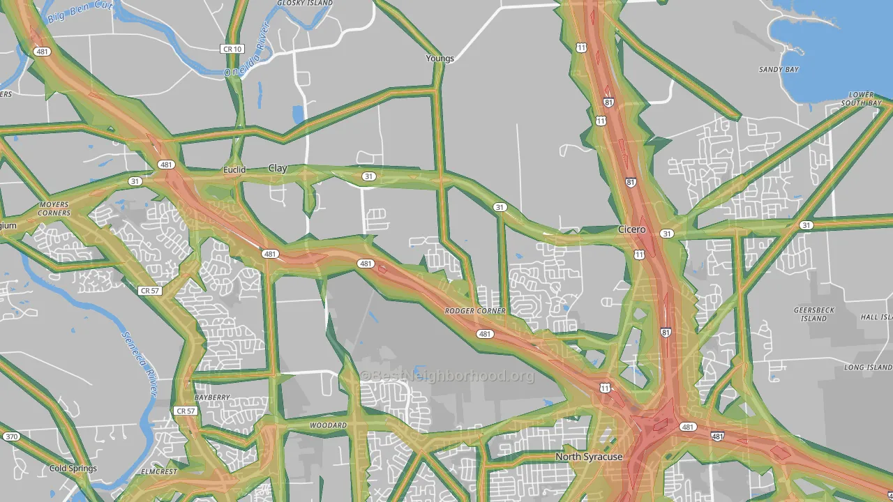 Clay, NY Map of Noise Levels in Clay