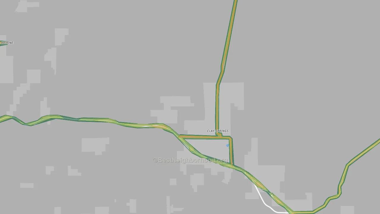 Clay Springs, AZ Map of Noise Levels in Clay Springs