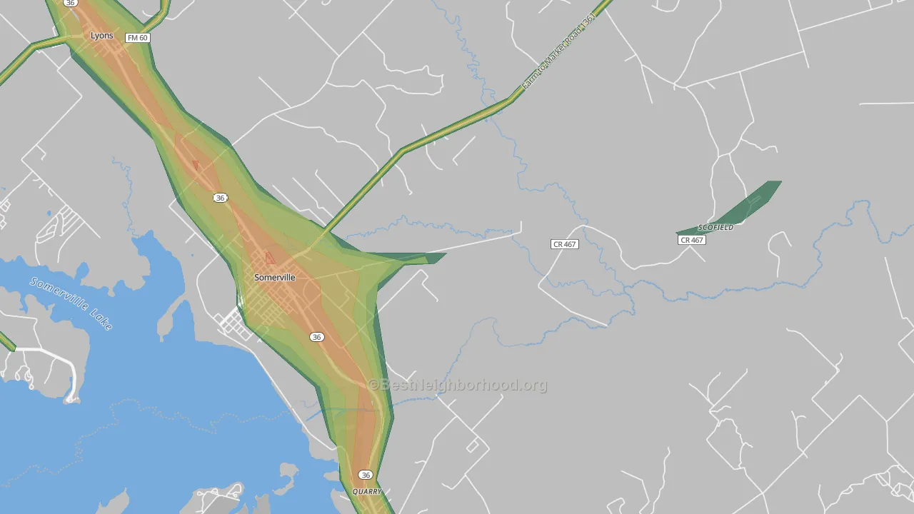 Clay, TX Map of Noise Levels in Clay
