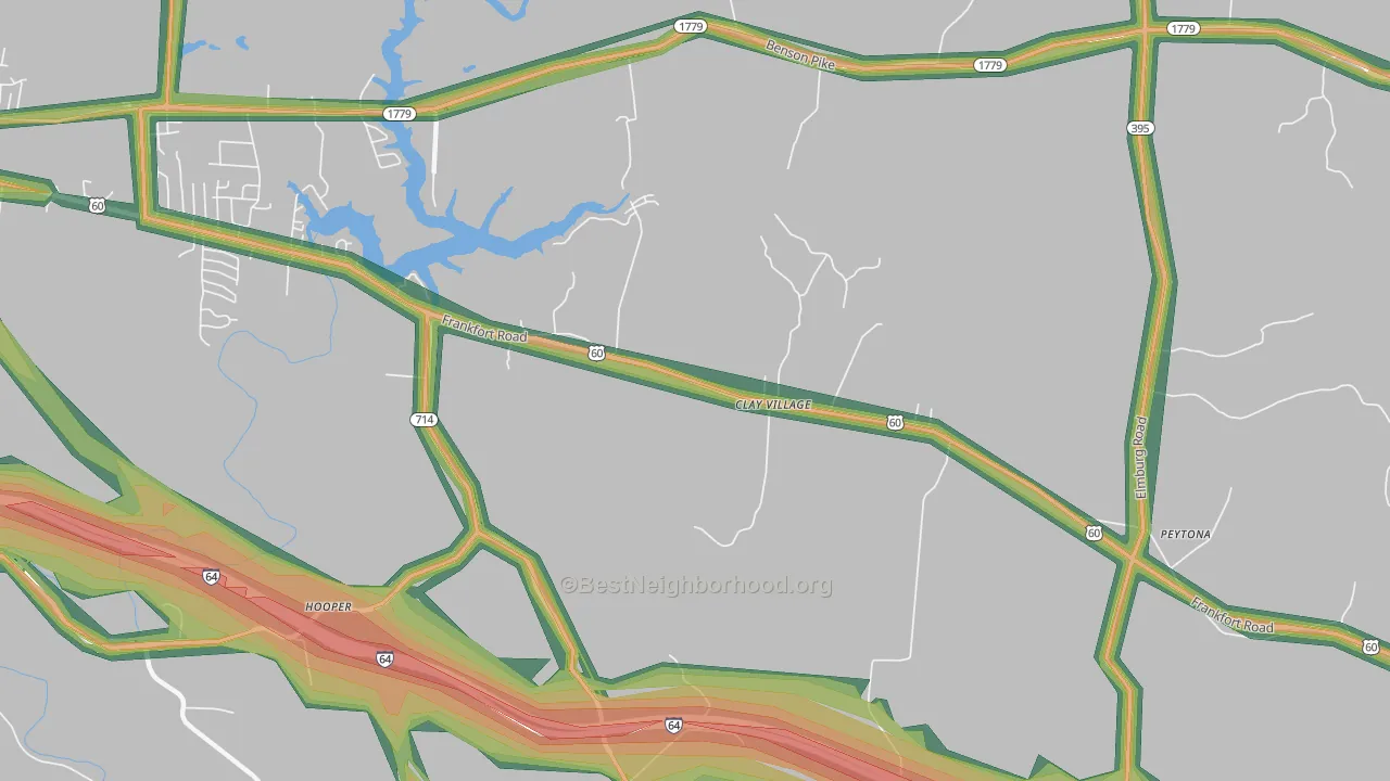 Clay Village, KY Map of Noise Levels in Clay Village