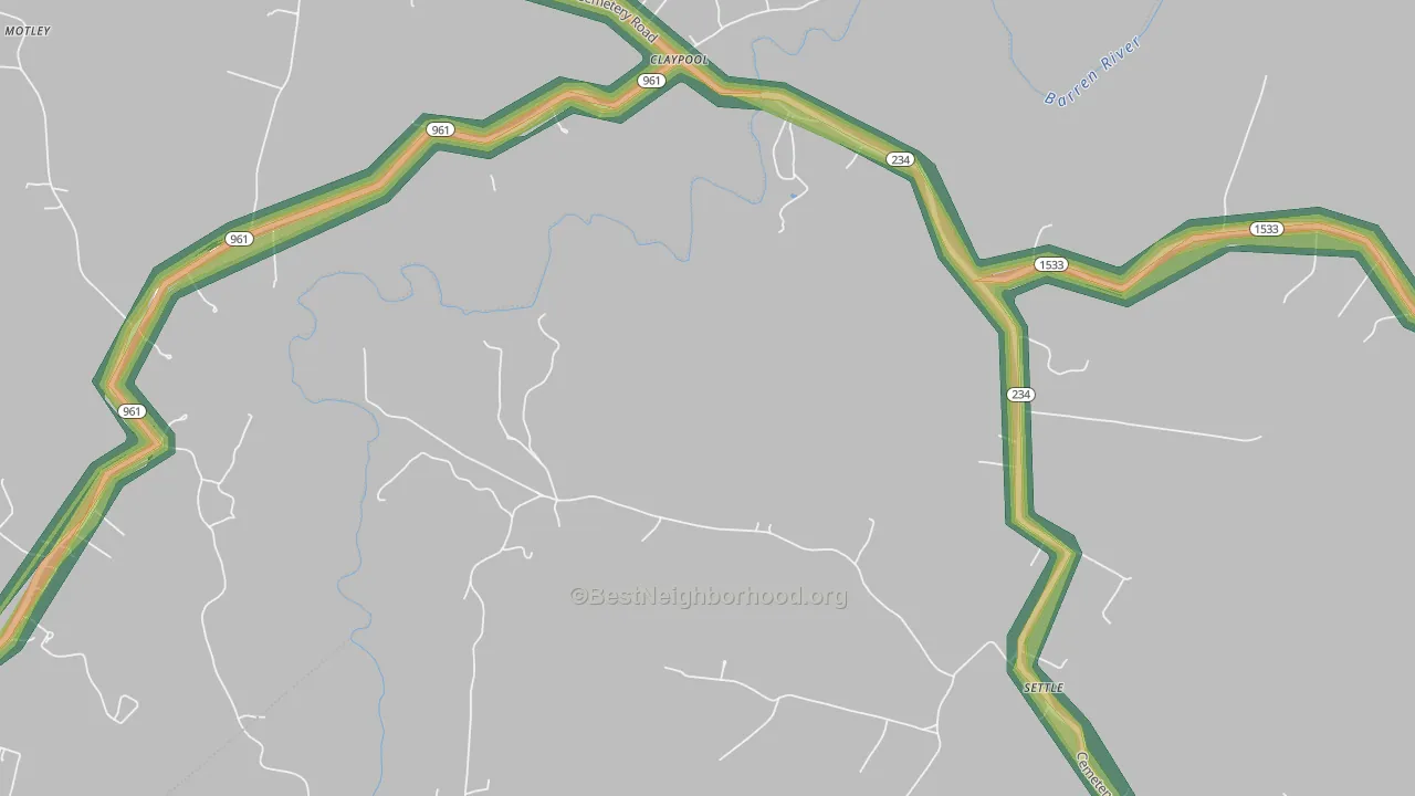 Claypool, KY Map of Noise Levels in Claypool