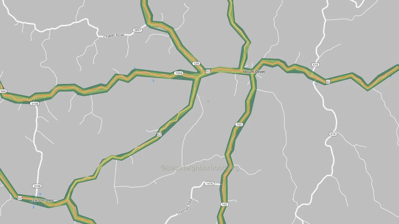 Claysville, KY Map of Noise Levels in Claysville