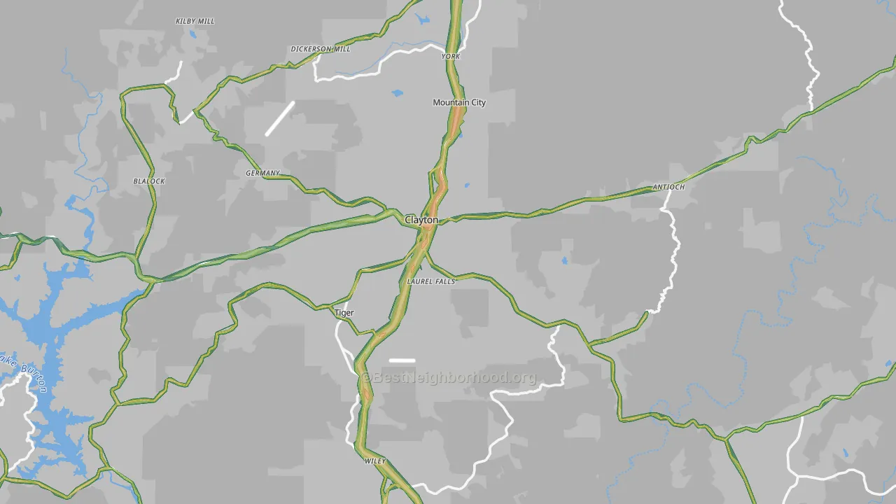 Clayton, GA Map of Noise Levels in Clayton