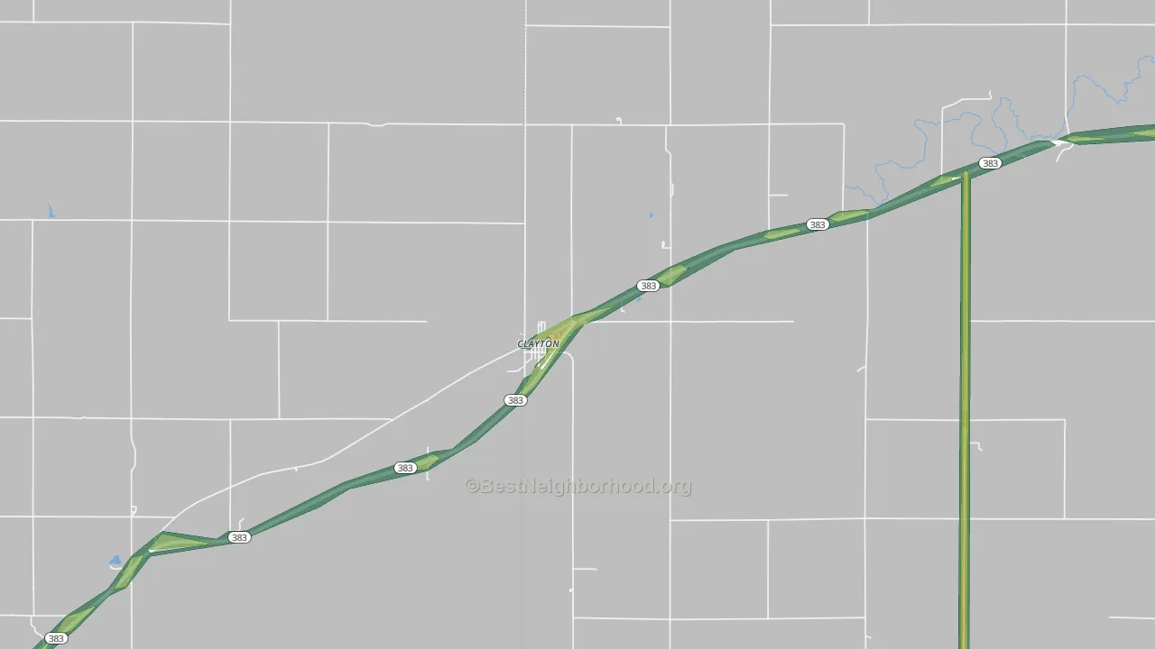 Clayton, KS Map of Noise Levels in Clayton