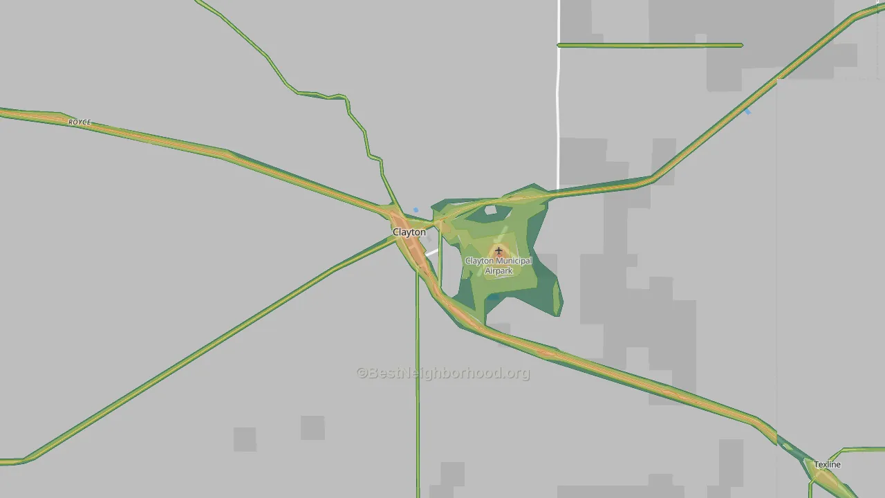 Clayton, NM Map of Noise Levels in Clayton