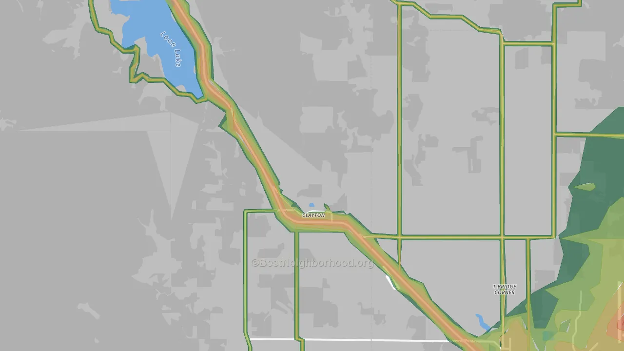 Clayton, WA Map of Noise Levels in Clayton