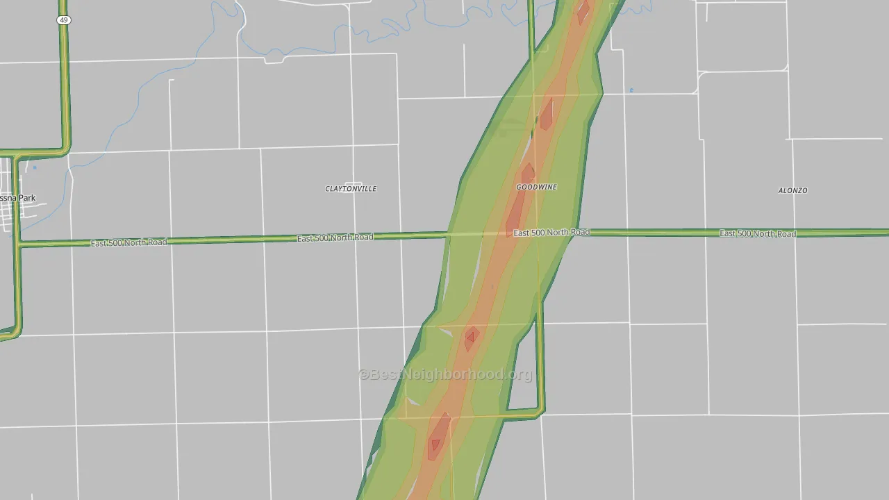 Claytonville, IL Map of Noise Levels in Claytonville