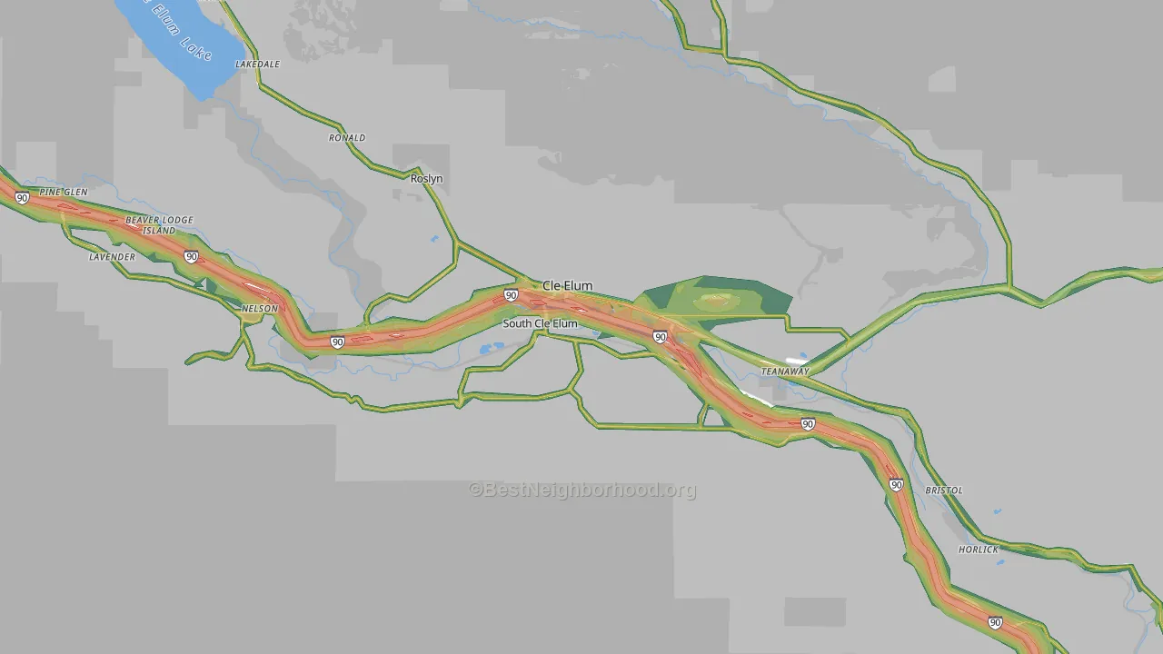 Cle Elum, WA Map of Noise Levels in Cle Elum