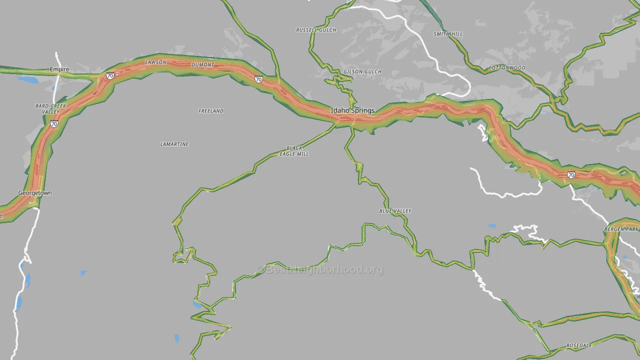 Clear Creek County, CO Map of Noise Levels in Clear Creek County