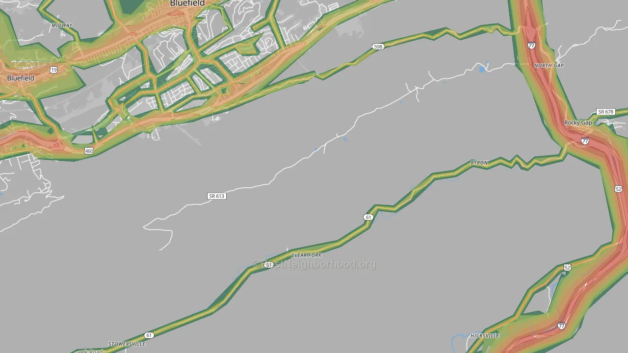 Clear Fork, VA Map of Noise Levels in Clear Fork