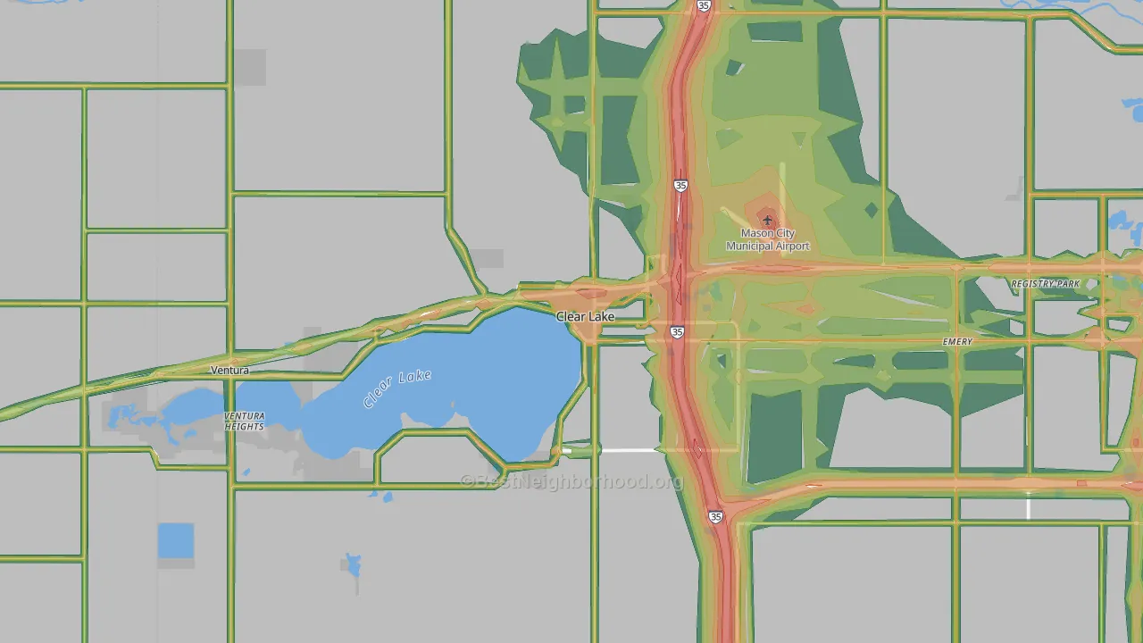 Clear Lake, IA Map of Noise Levels in Clear Lake