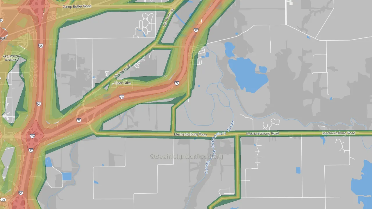 Clear Lake, IL Map of Noise Levels in Clear Lake