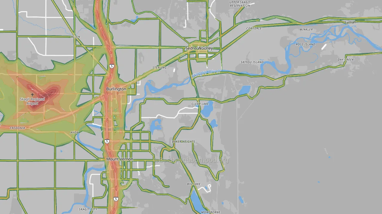 Clear Lake, WA Map of Noise Levels in Clear Lake