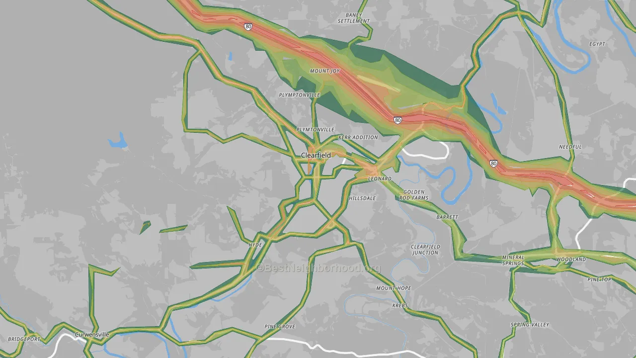 Clearfield, PA Map of Noise Levels in Clearfield