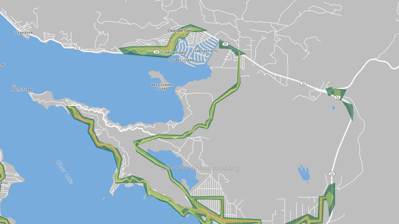 Clearlake Park, CA Map of Noise Levels in Clearlake Park