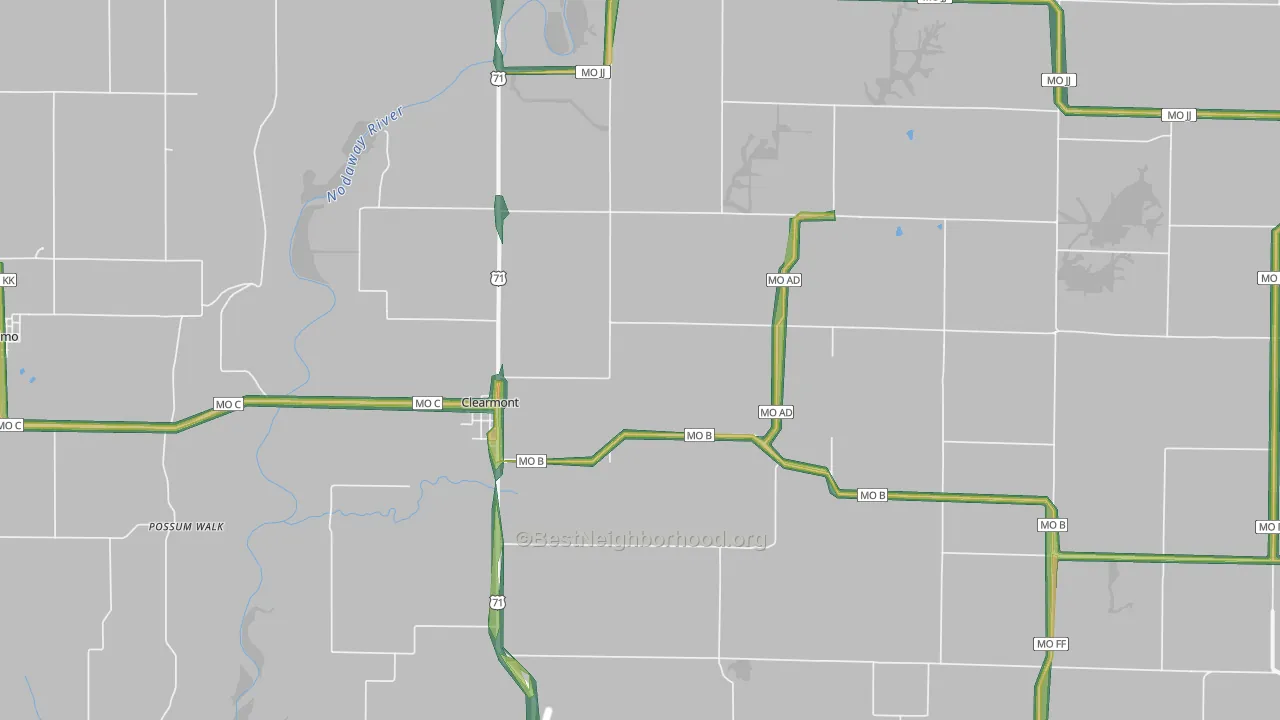 Clearmont, MO Map of Noise Levels in Clearmont