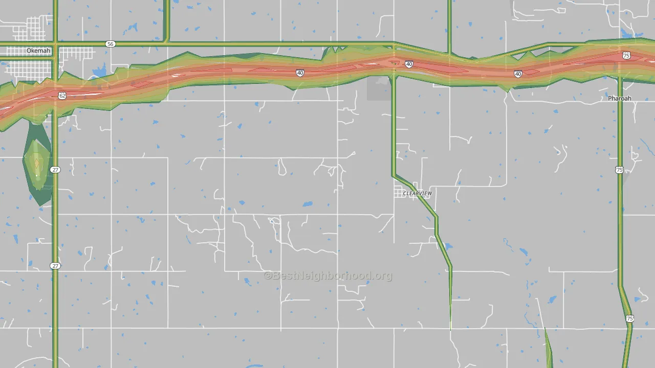Clearview, OK Map of Noise Levels in Clearview
