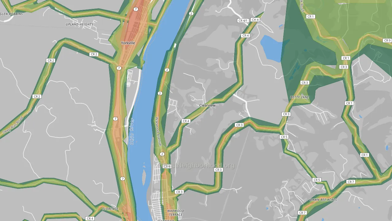 Clearview, WV Map of Noise Levels in Clearview